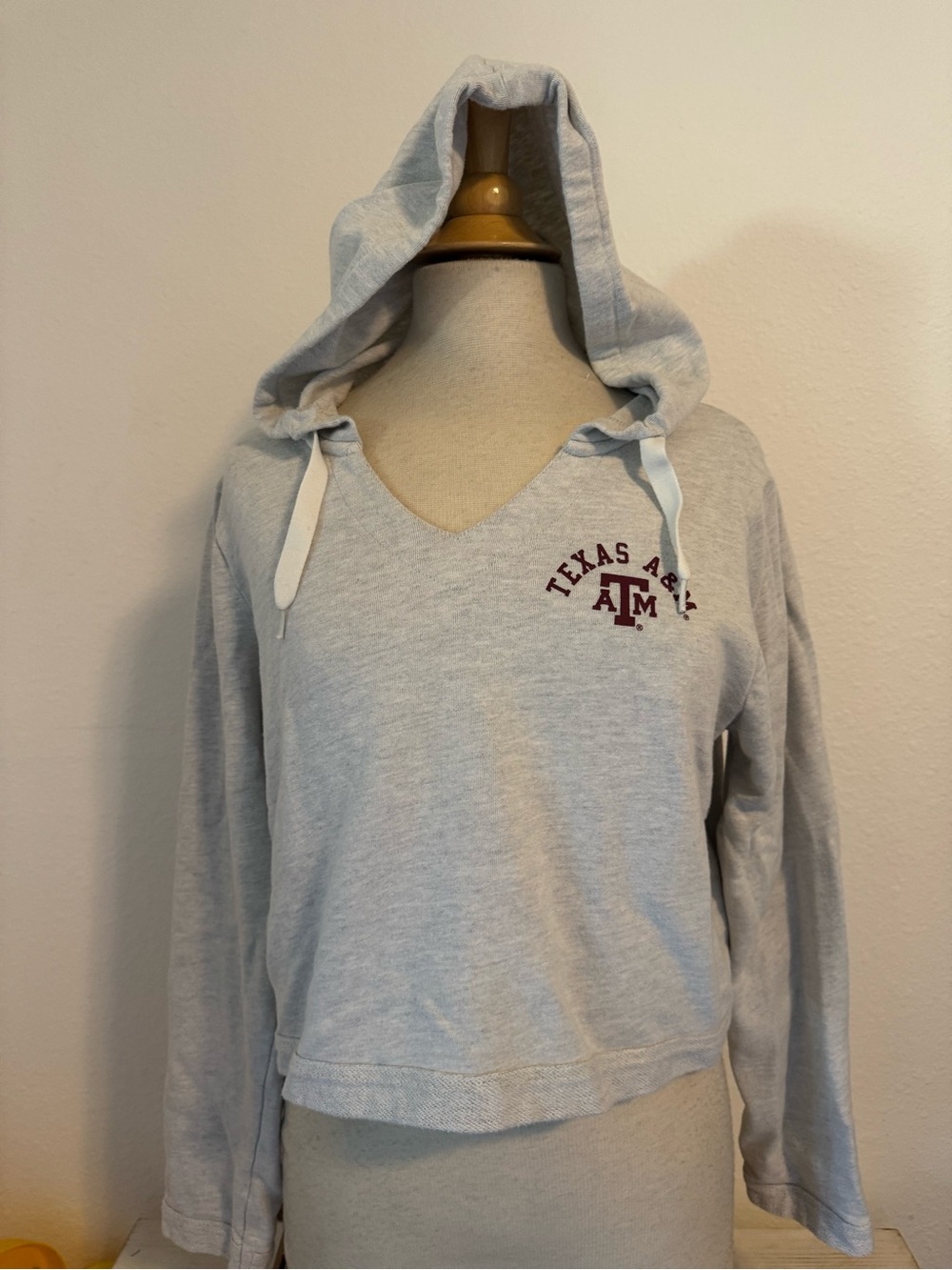 Texas A&M Light Gray V-Neck Hoodie